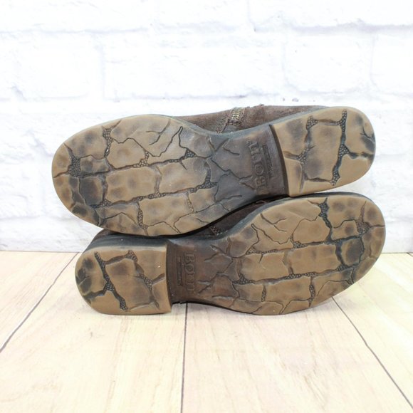 Born Abernath Brown Suede Side Zipper Fashion Ankle Boots Size 8 Medium - Picture 9 of 9